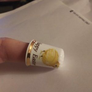 Finsbury Thimble Vintage Chick Happy Easter Bone China Thimble